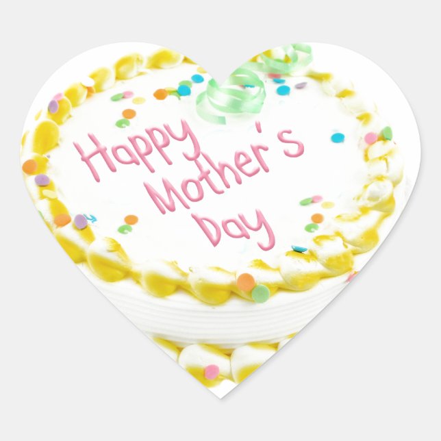 Sticker Cœur Joyeux gâteau de la fête des mères (Devant)