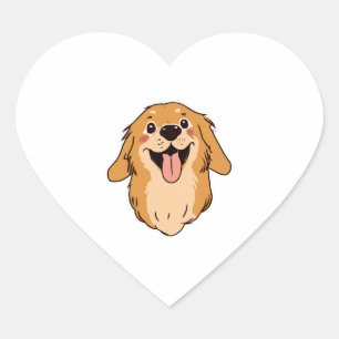 Sticker Cœur Joyeux Golden Retriever Amoureux des chiens Puppy