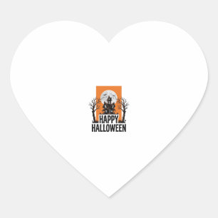 Sticker Cœur Joyeux Halloween Maison Hantée Graphique Vintage_1