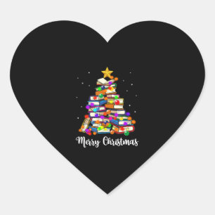 Sticker Cœur Joyeux Noël Arbre de lecture Livres Lover Biblioth