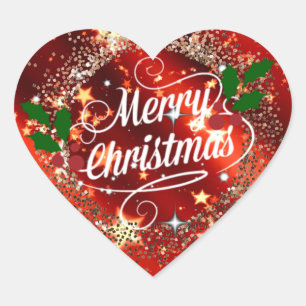 Sticker Cœur Joyeux Noël étincelant et brillant