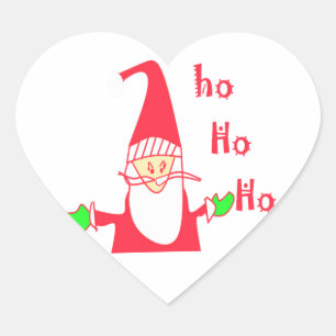 Sticker Cœur Joyeux Noël Joyeux Noël Drôle Père Noël Hohoho