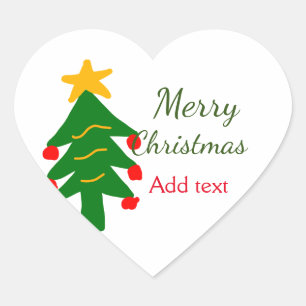 Sticker Cœur Joyeux Noël rouge vert Noël ajouter le nom