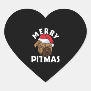 Sticker Cœur Joyeux Pitmas Pitbull Chien moche de Noël Sweat Tr
