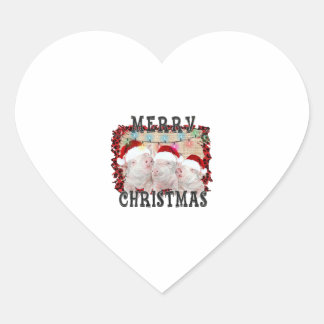 Sticker Cœur Joyeux porc de Noël