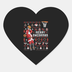 Sticker Cœur Joyeux Swishmas Vilain Noël Basket-ball Noël