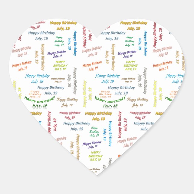 Sticker Cœur Juillet, 19 Anniversaire (Devant)