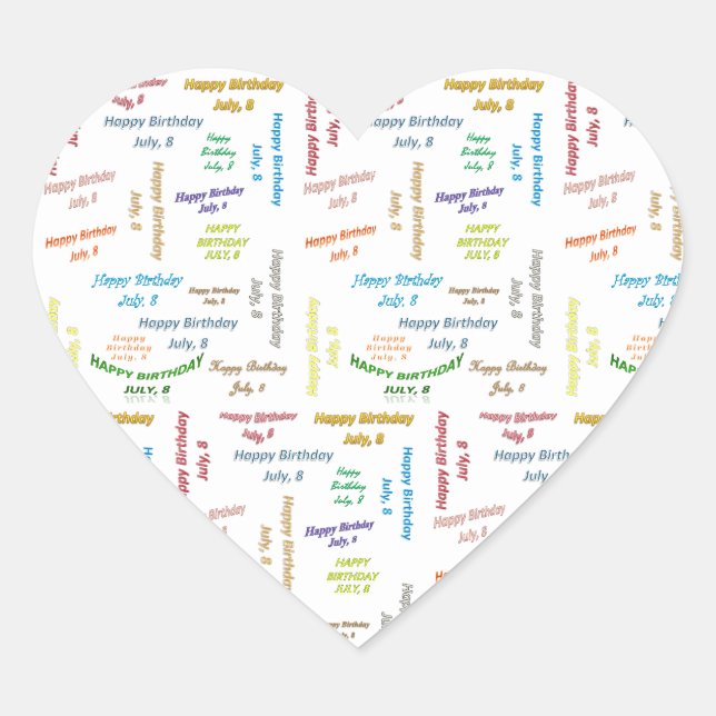 Sticker Cœur Juillet 1 Anniversaire (Devant)