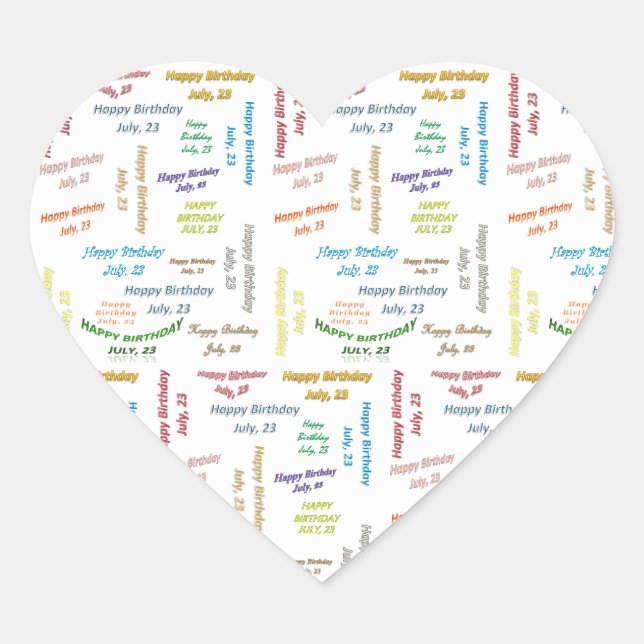 Sticker Cœur Juillet, 23 Anniversaire (Devant)