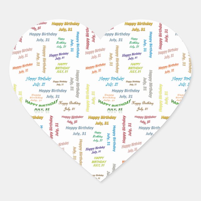 Sticker Cœur Juillet, 31 Anniversaire (Devant)