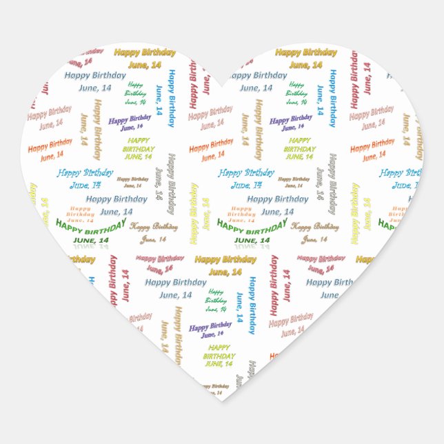 Sticker Cœur Juin, 14 Anniversaire (Devant)