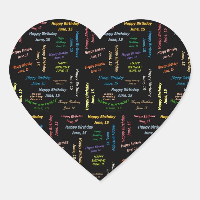 Sticker Cœur Juin, 15 Anniversaire (Devant)