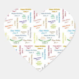 Sticker Cœur Juin, 4 Anniversaire