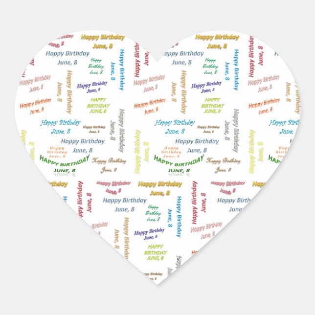 Sticker Cœur Juin 8 Anniversaire (Devant)