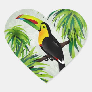 Sticker Cœur Jungle Toucan