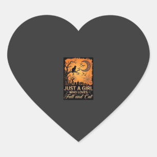 Sticker Cœur Juste une fille qui aime la chatte d'automne Hallo