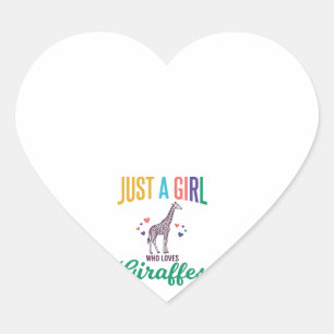 Sticker Cœur Juste une fille qui aime les girafes vintage vecte