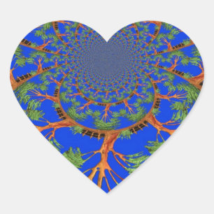 Sticker Cœur Kaleidoscope Acacia Arbre Art Imprimer/Graphique