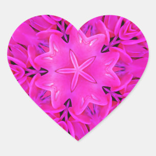 Sticker Cœur Kaleidoscope Design Art Floral rose chaud