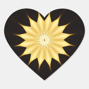 Sticker Cœur Kaleidoscope Design Bright Yellow Star