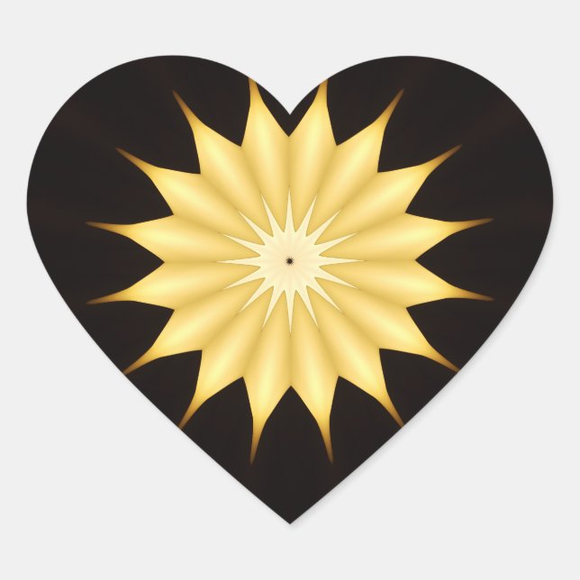 Sticker Cœur Kaleidoscope Design Bright Yellow Star (Devant)