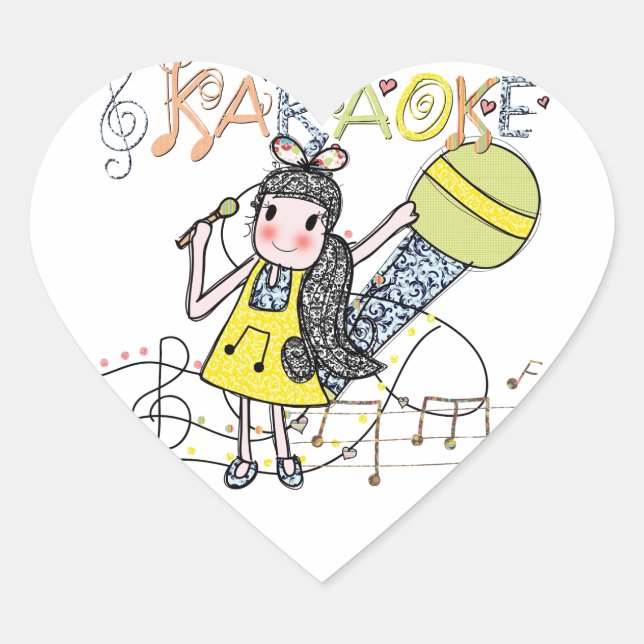 Sticker Cœur Karaoke Girl (Devant)