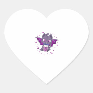 Sticker Cœur Kawaii Halloween Chat Boba Cute Anime Filles Ados 