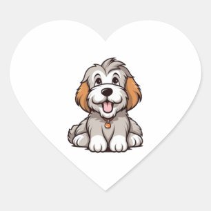 Sticker Cœur Kawaii Porté Collie Puppy