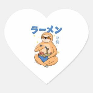 Sticker Cœur Kawaii Sloth Ramen