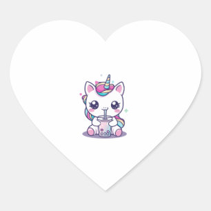 Sticker Cœur Kawaii Unicorne manger Ramen Noodle Soupe Cute Gra
