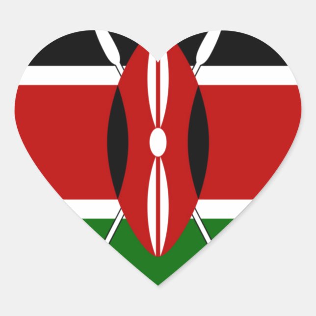 Sticker Cœur Kenya Drapeau Art - Patriotique & Design Moderne (Devant)