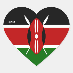 Sticker Cœur Kenya Drapeau magnifique patriotique