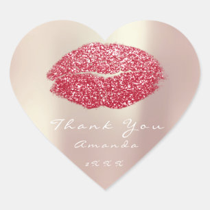 Sticker Cœur Kiss Lips Parties scintillant Heart Makeup 16e Nom