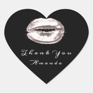 Sticker Cœur Kiss Lips Rose Grey Black Maquillage Mariée 16 Mer
