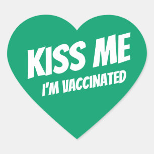 Sticker Cœur Kiss Me Je suis Vacciné Moderne Mignonne Citation 