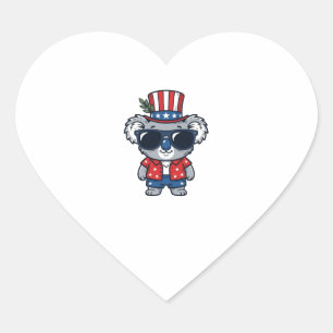 Sticker Cœur Koala patriotique art vectoriel style vintage_1