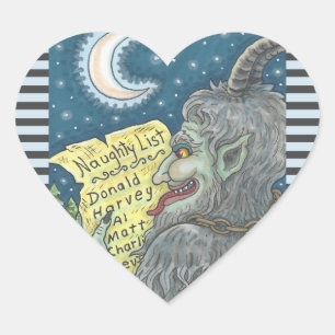 STICKER CŒUR KRAMPUS NAUGHTENDREN LISTE ENFANTS BÂTIMENTS DE NO