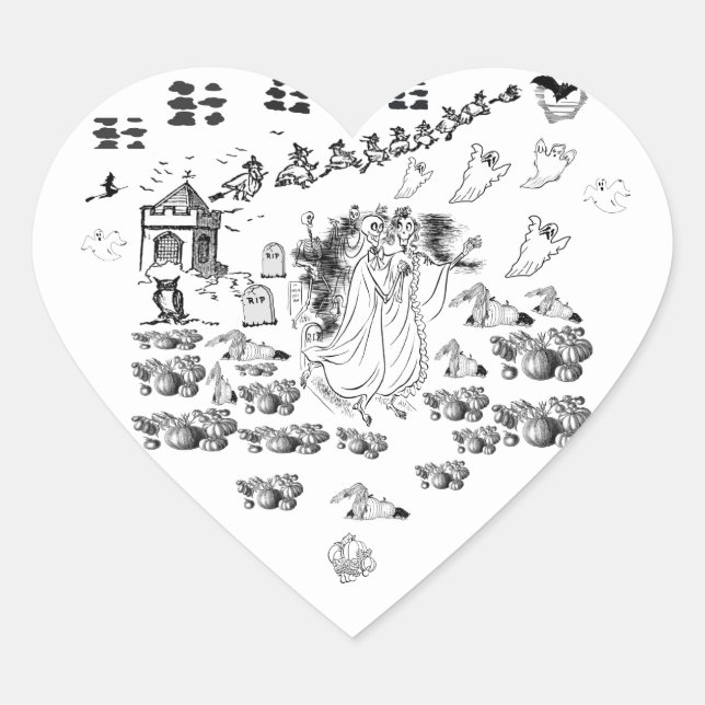 Sticker Cœur La cérémonie hantée - (Devant)