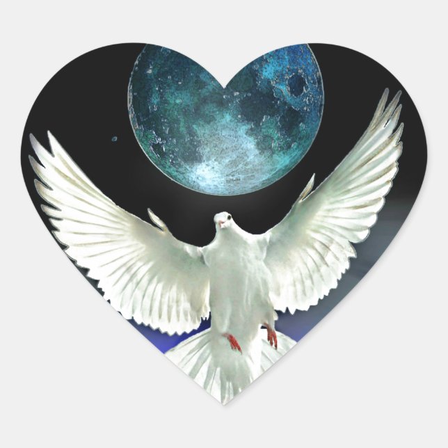 Sticker Cœur La colombe de la paix sur la planète Terre (Devant)
