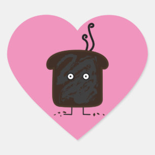 Sticker Cœur La fumée brûlée de pain grillé pane le pain de