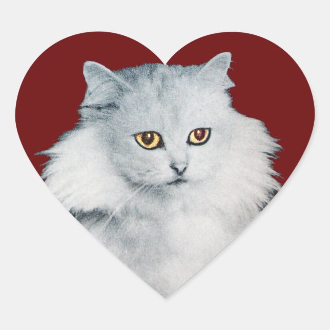 Sticker Cœur LA REINE DES CHATS BLANCS, Coeur Rouge (Devant)