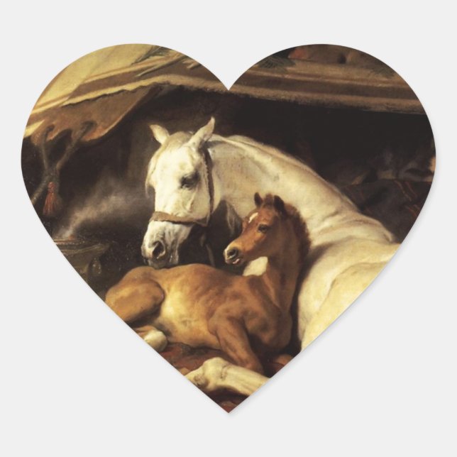 Sticker Cœur LA TENTE ARABE AVEC CHEVAUX, AUTRES ANIMAUX Détail (Devant)