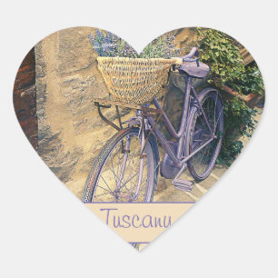 Sticker Cœur La Toscane. L'Italie. Cortona. Bicyclette