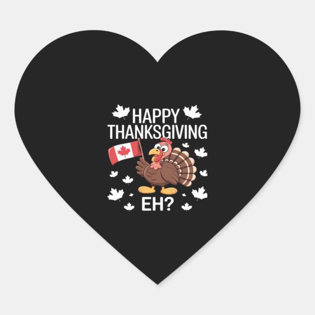 Sticker Cœur La Turquie avec le Canada Bon thanksgiving Drapeau (Devant)