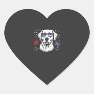 Sticker Cœur Labrador patriotique avec lunettes de soleil USA