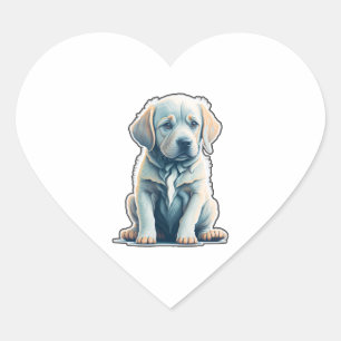 Sticker Cœur Labrador Retriever Calme Puppy