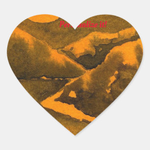 Sticker Cœur Lac de campagne la nuit avec les chasseurs ou la m
