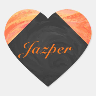 Sticker Cœur Lac Fire Orange et Monogramme noir