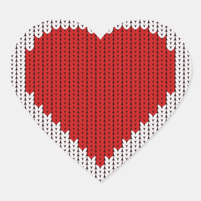 Sticker Cœur Laine tricotée simple Look Je t'aime Valentines Da (Devant)