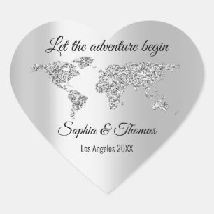 Sticker Cœur Laisser L'Aventure Commencer Le Monde Mariage Arge